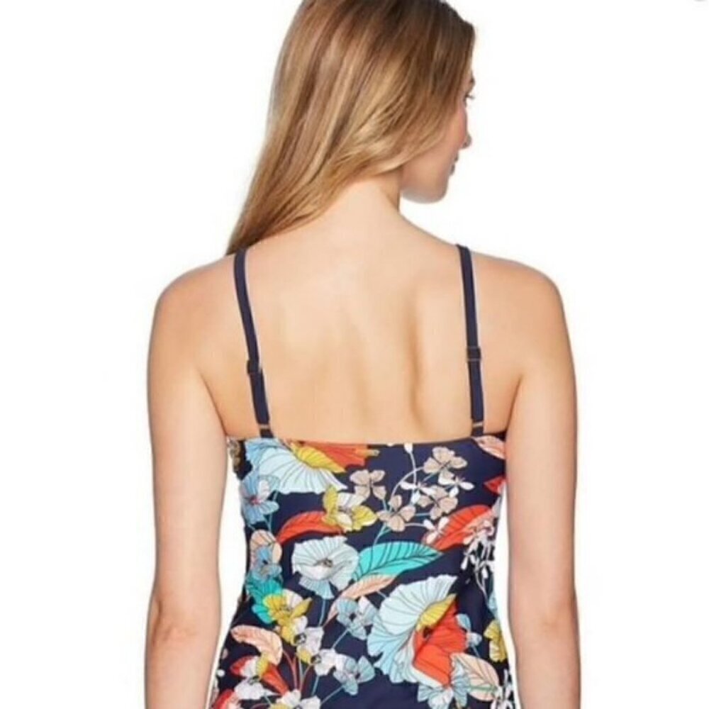 Ellen Tracy Floral Tankini Swim Top Size 10 NWT - Picture 2 of 7